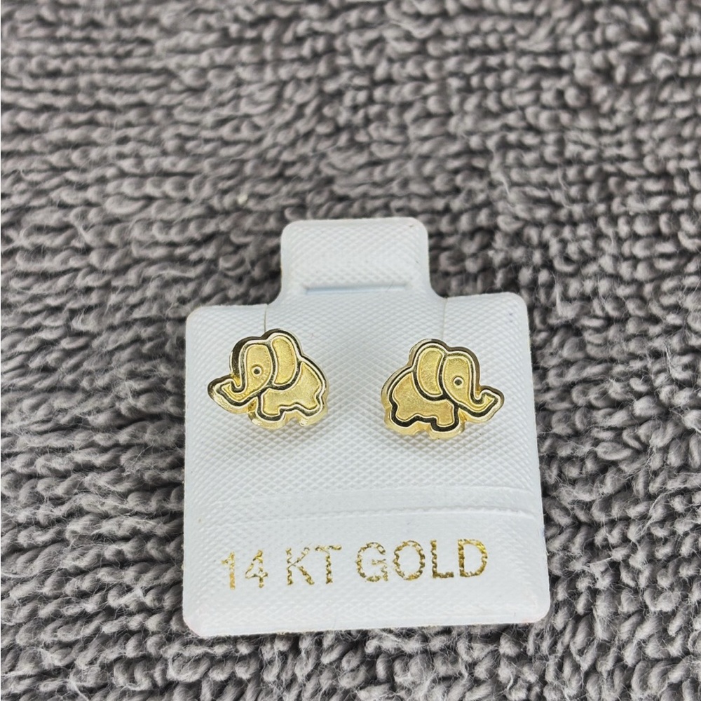 Planet Gold Elephant Stud Earrings